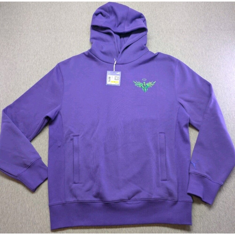 PUMA LAMELO BALL Men's Medium Hoodie Purple Violet Basketball NBA Hornets